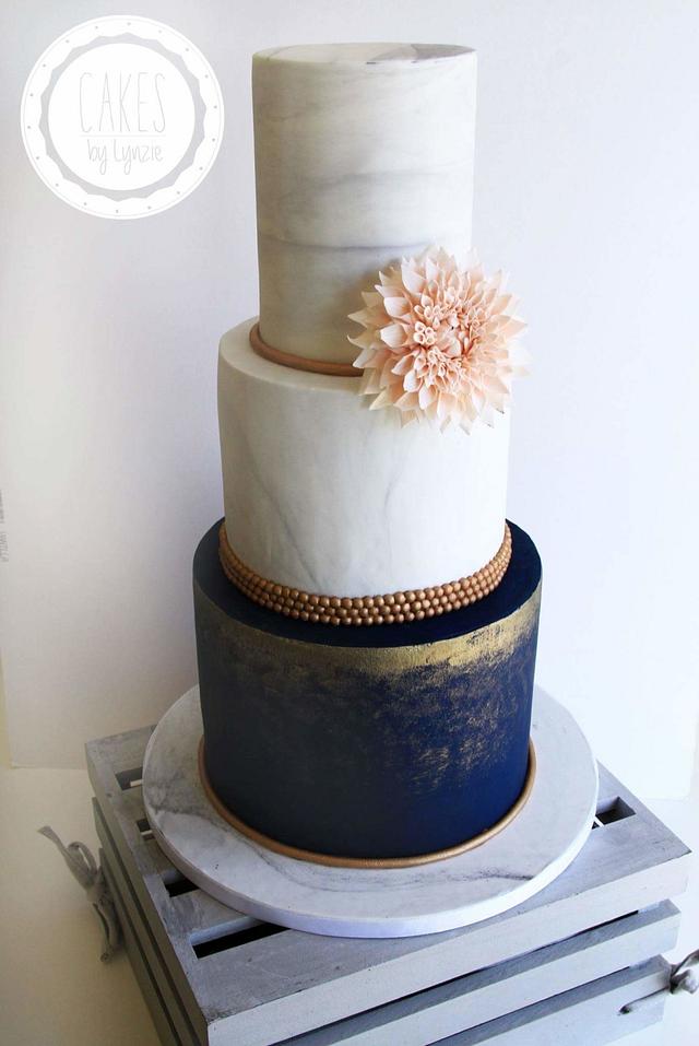 Marble effect Wedding Cake Decorated Cake by Cakes by CakesDecor