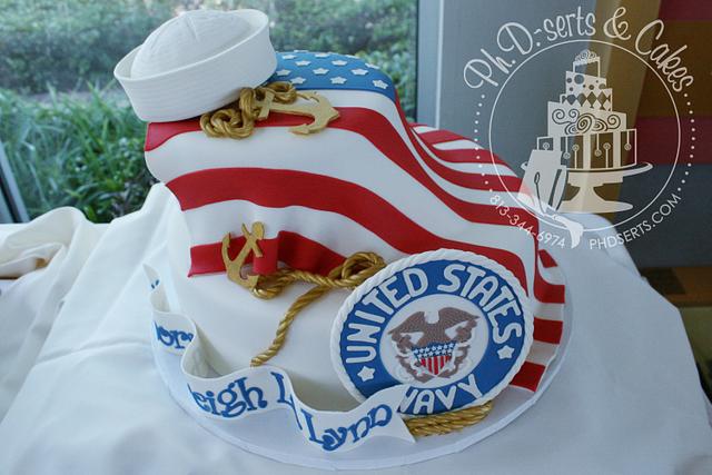 Patriotic Birthday Cake for a Naval Leutenant - Decorated - CakesDecor