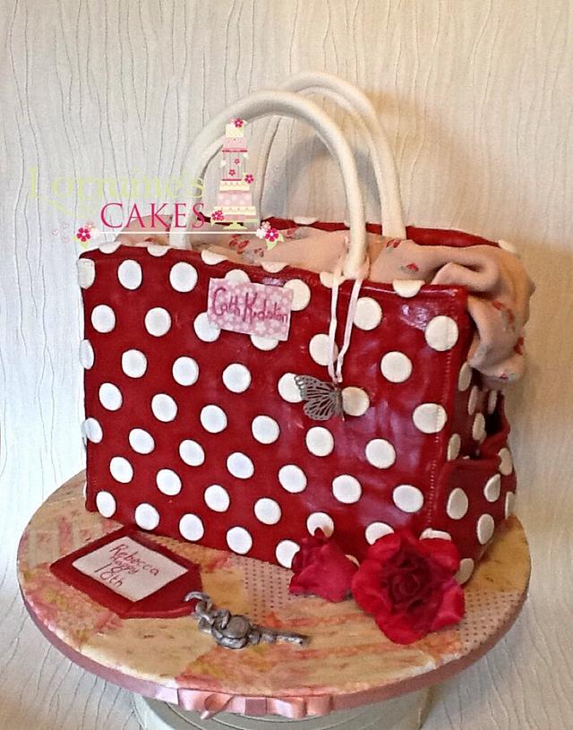 Polka dot red bag - Decorated Cake by lorraine mcgarry - CakesDecor