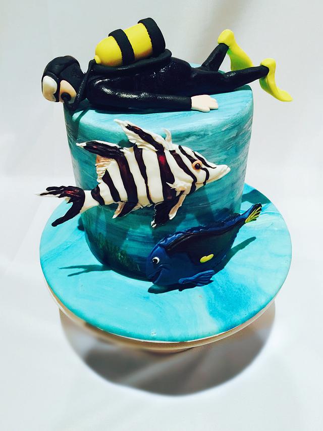 SCUBA diver's cake Cake by Edelcita Griffin (The Pretty