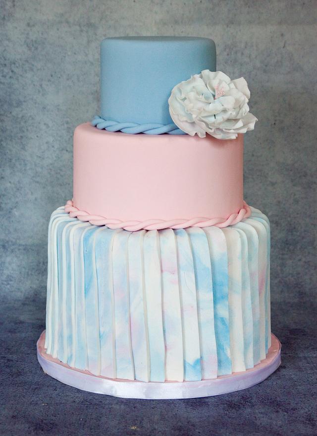 Pink and blue wedding cake Cake by Kejky CakesDecor