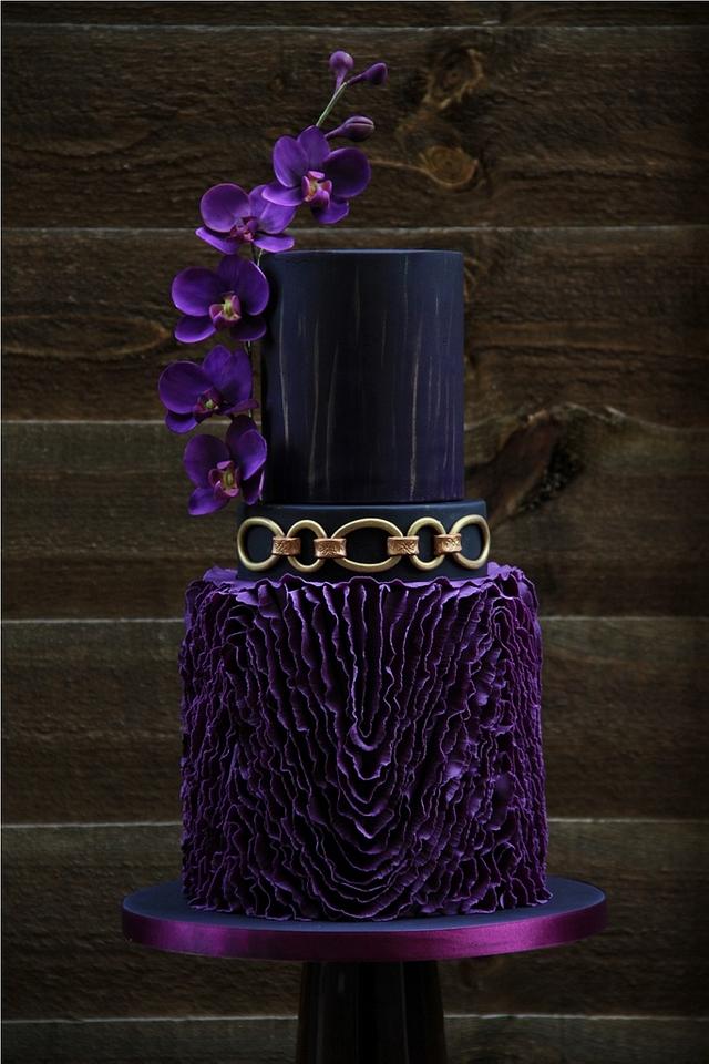 purple, black and gold wedding cake - Cake by beth - CakesDecor