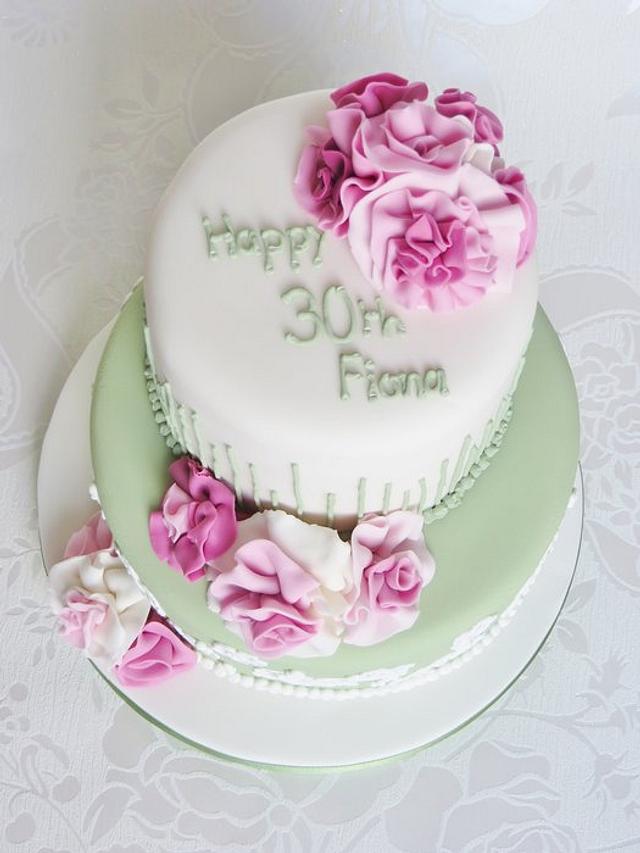 Ruffle Flower 30th Cake - Cake by Pam - CakesDecor