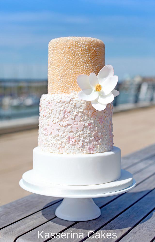 Pearl and Magnolia Wedding cake