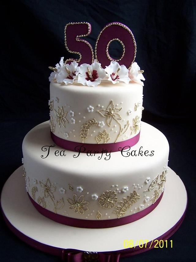 Golden Anniversary - Decorated Cake by Tea Party Cakes - CakesDecor