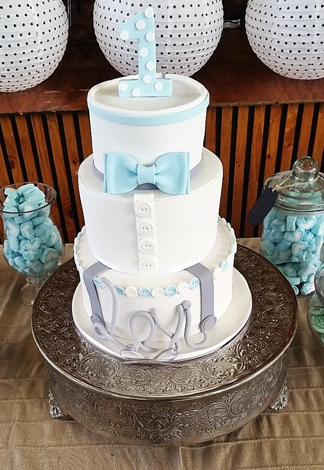 Little man themed 1st birthday cake - Cake by Baked by - CakesDecor