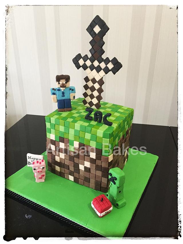 Kym's Kitchen on X: 2 tier Minecraft cake dignified finished with custom  topper by @wonderpaperuk ⚔️  / X