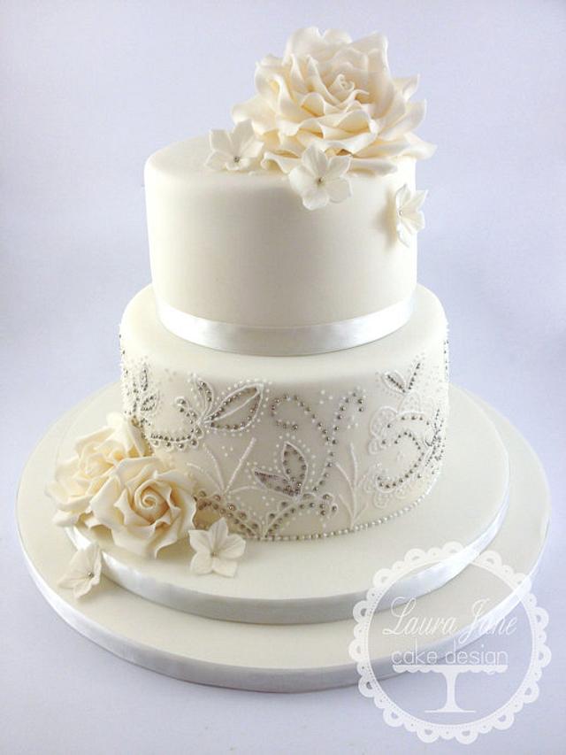 Rose Dragees Cake - Decorated Cake by Laura Davis - CakesDecor