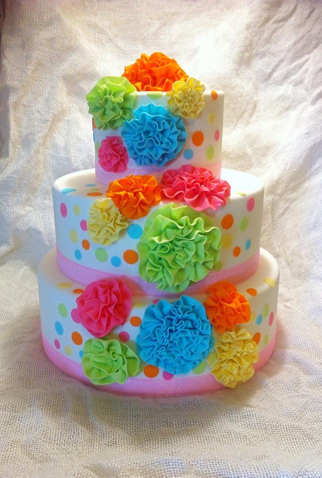 Electric ruffle flowers - Decorated Cake by - CakesDecor