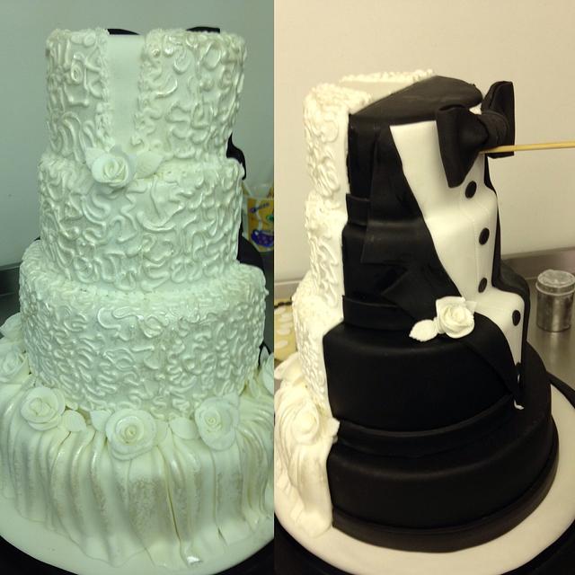 Tuxedo wedding cake
