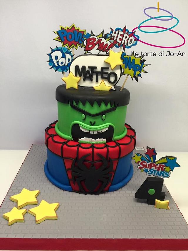 Avengers cake Hulk Vs. Spiderman - Decorated Cake by - CakesDecor