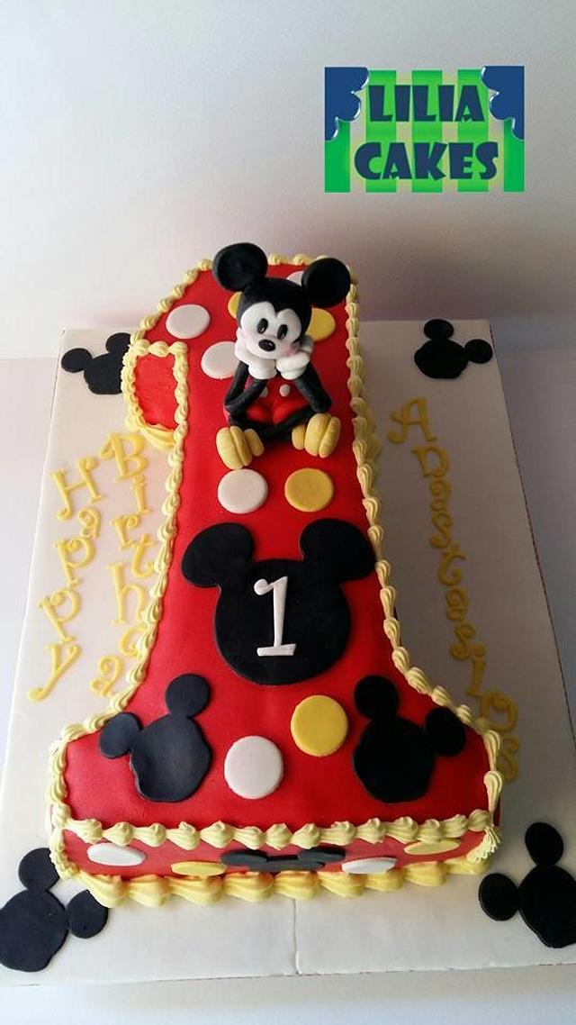 Mickey Mouse First Birthday Cake Baking