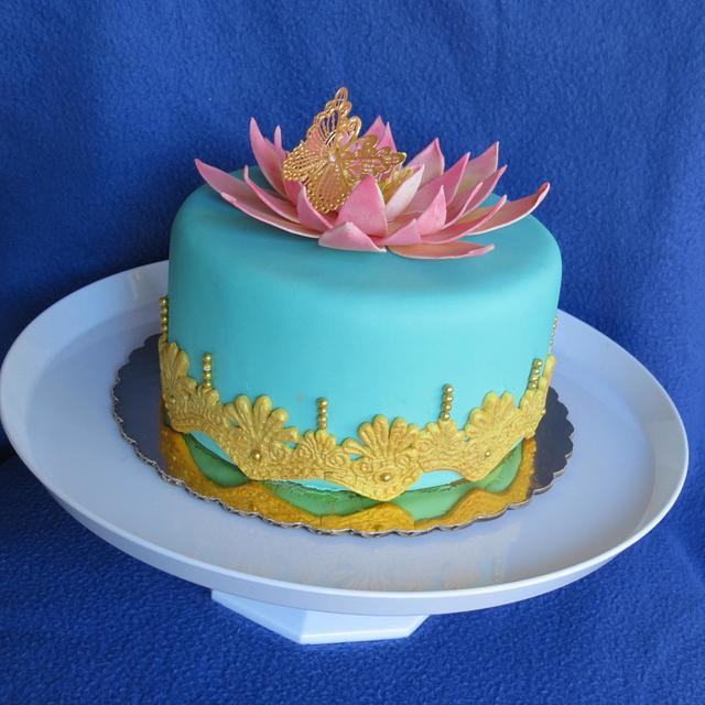 Lotus cake Decorated Cake by Maty Sweet's Designs CakesDecor