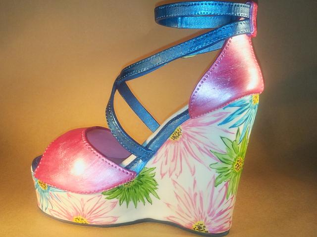 Floral Wedge Heels - Cake by Sharron - CakesDecor