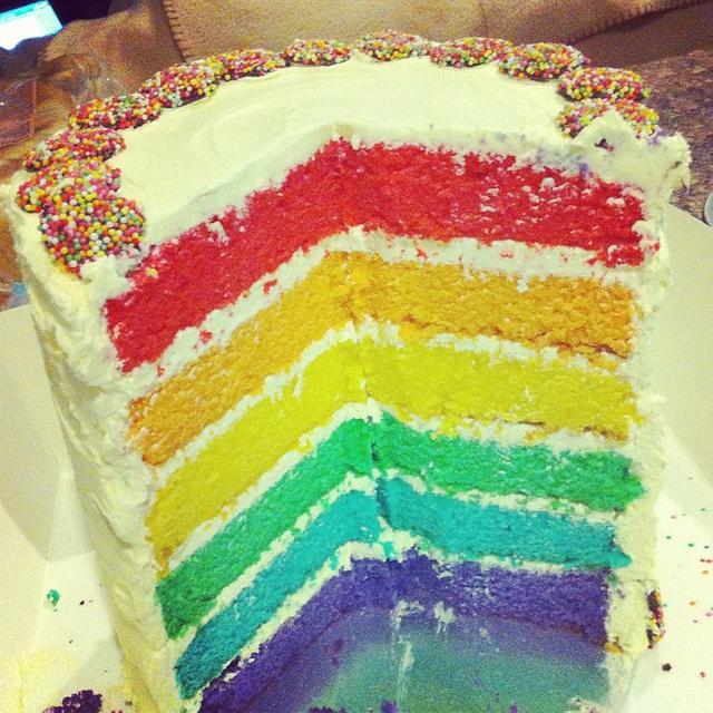 Rainbow Layer Cake - Decorated Cake by Lydia Evans - CakesDecor