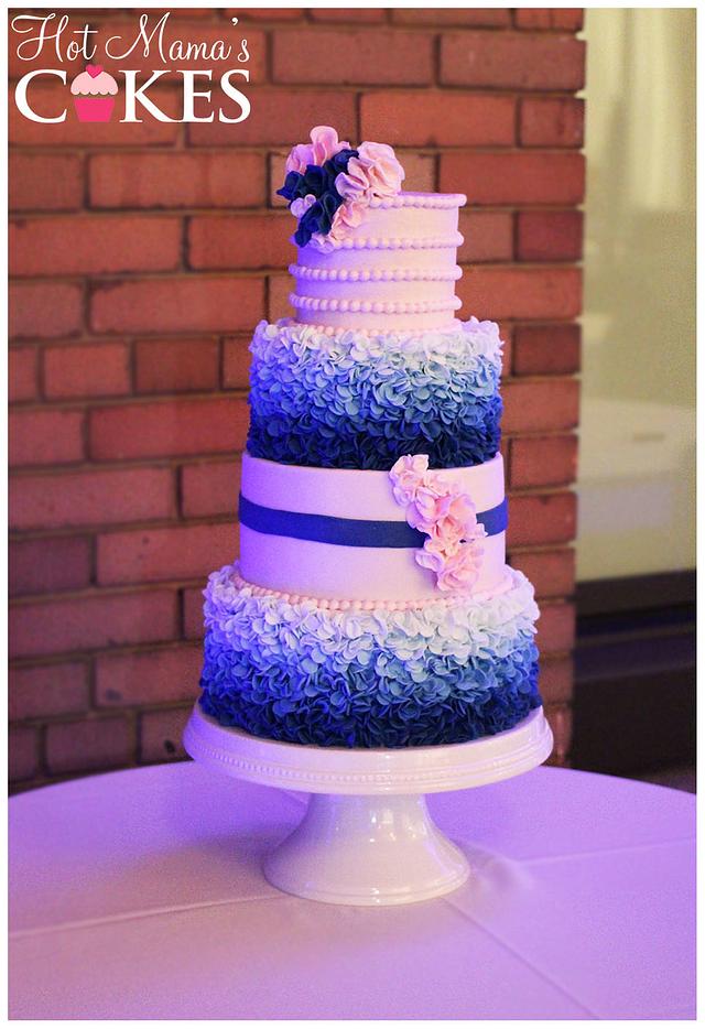 Navy and Pastel pink Wedding! - Cake by Hot Mama's Cakes - CakesDecor