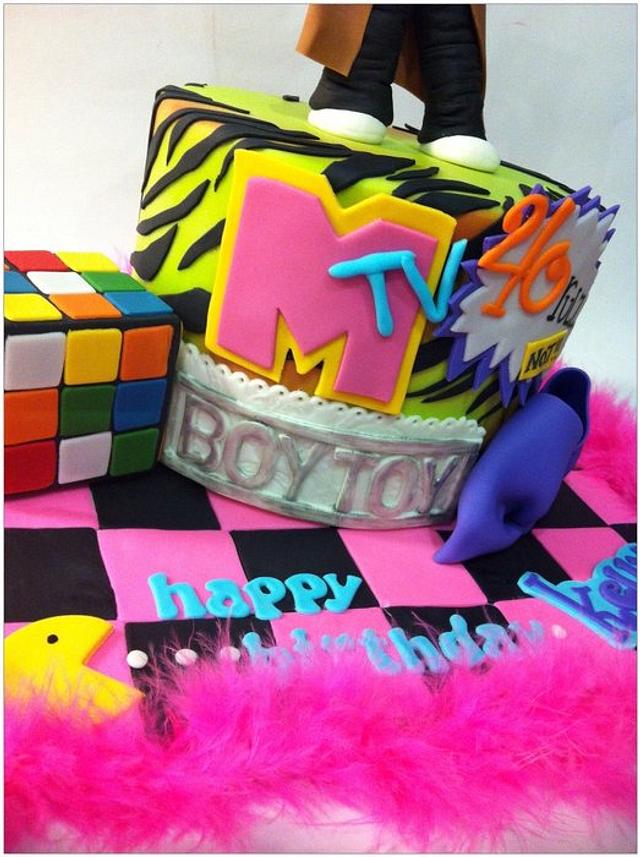 80's themed cake - Decorated Cake by Hot Mama's Cakes - CakesDecor