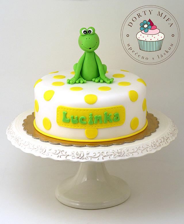 Frog Birthday Cake - Layer Cake with Shiny Mirror Glaze