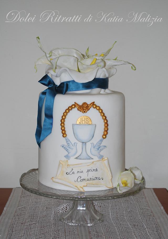 First Communion Cake - Decorated Cake by Katia Malizia - CakesDecor
