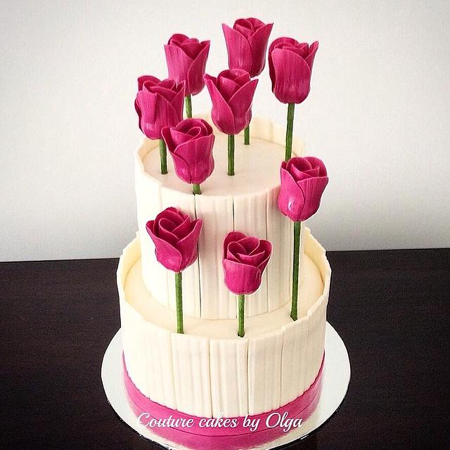 Tulips cake Decorated Cake by Couture cakes by Olga CakesDecor