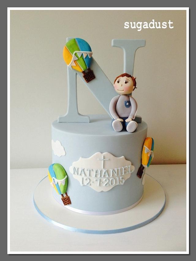 Hot Air Balloon Christening Cake - Decorated Cake by Mary - CakesDecor