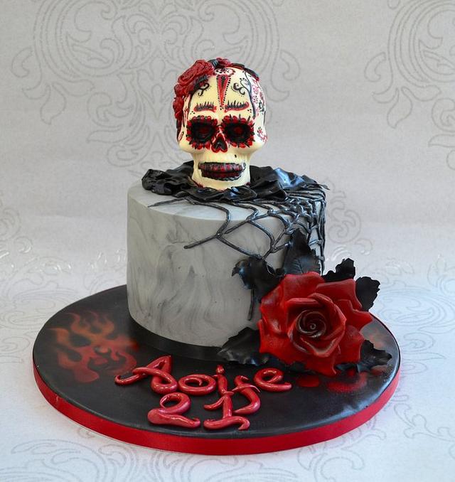 Sugar Skull Layer Cake #HalloweenTreatsWeek - Love and Confections