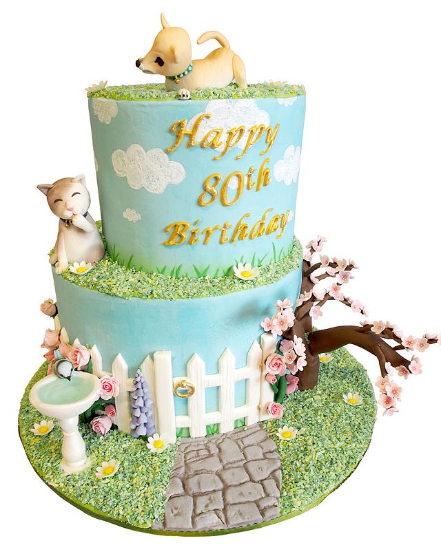 English Garden 80th Birthday Cake