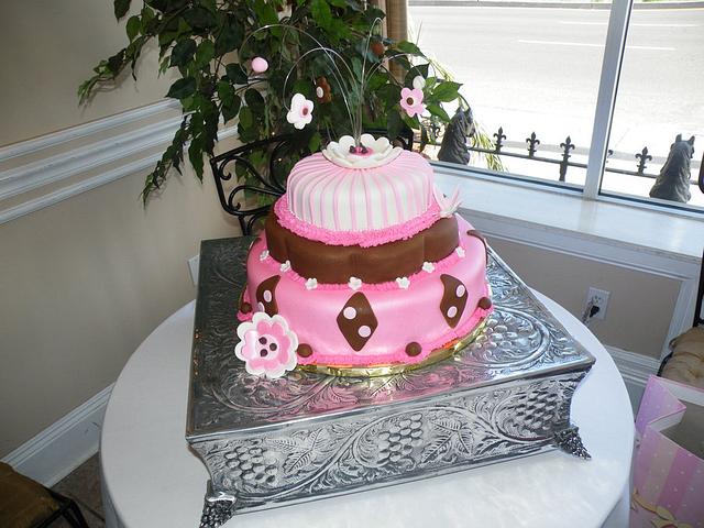 Pink & Brown Baby Shower - Cake by Sweets By Monica - CakesDecor