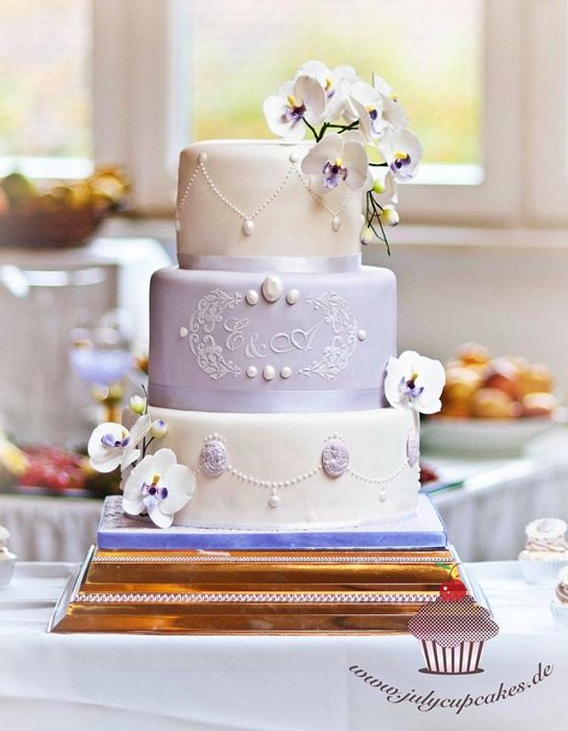 Romantic Wedding Cake with Cameo and Moth Orchid - - CakesDecor