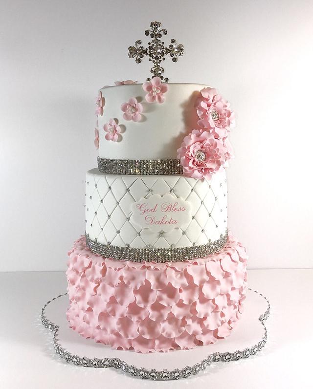 Pink and Bling communion Cake