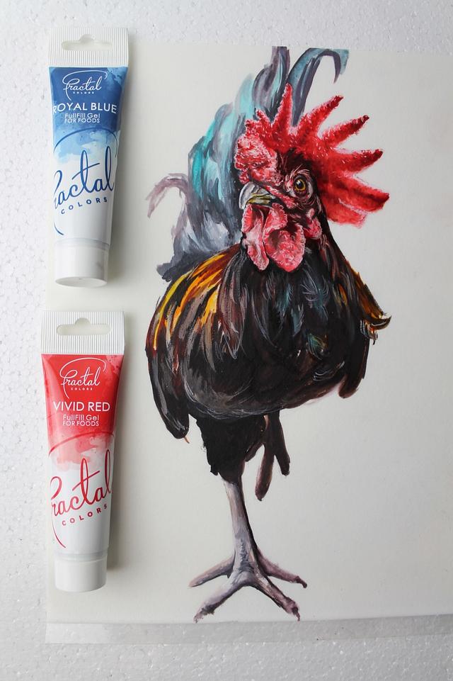 Handpainted rooster - Cake by Fatiha Kadi - CakesDecor