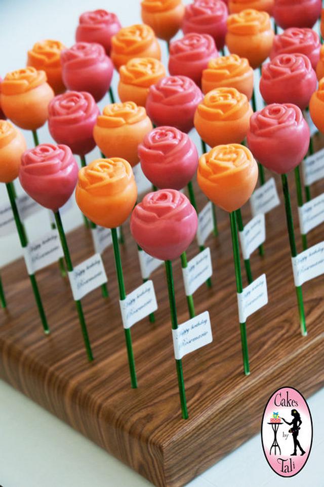 6 Rose and Sprinkle Cake Pops | sugarbabiesbakeshop