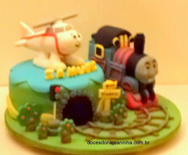 Thomas the tank engine and Harold the helicopter Cake