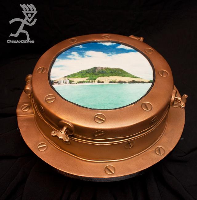 Ship's Porthole looking towards Mt Maunganui Decorated CakesDecor