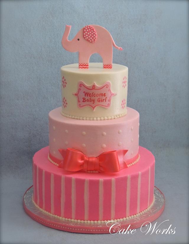 Pink Elephant Baby Shower - Decorated Cake by Alisa - CakesDecor