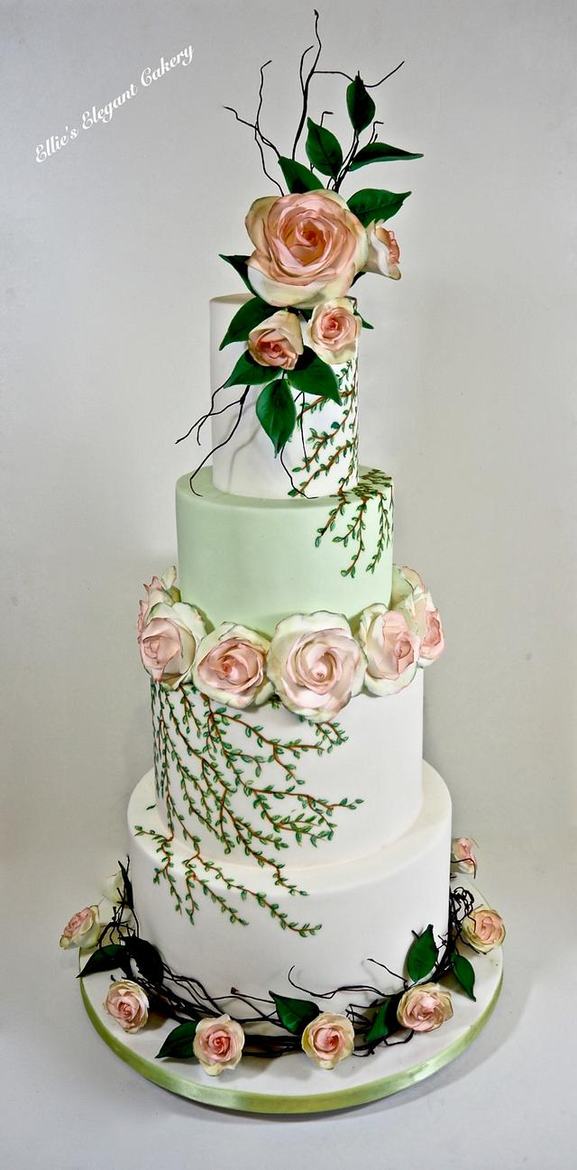 Summer Rose Wedding Cake
