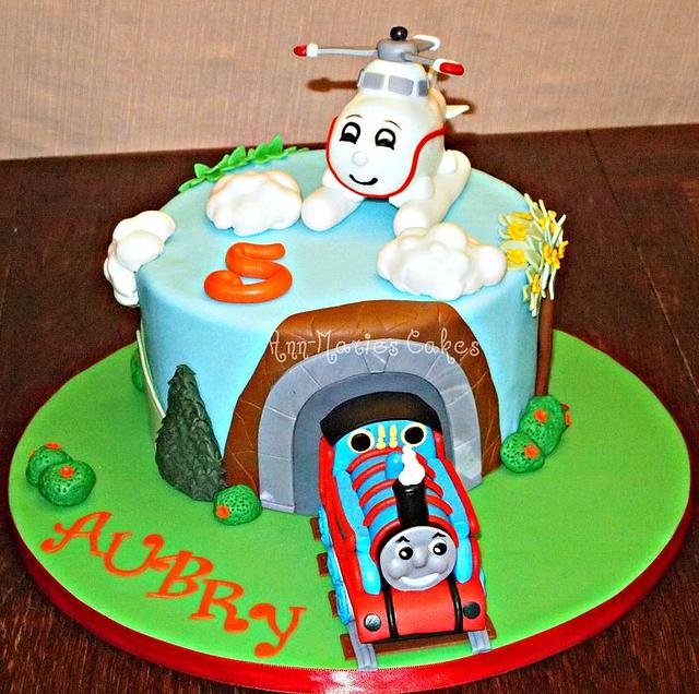 Thomas the Train and Harold the Helicopter Cake by