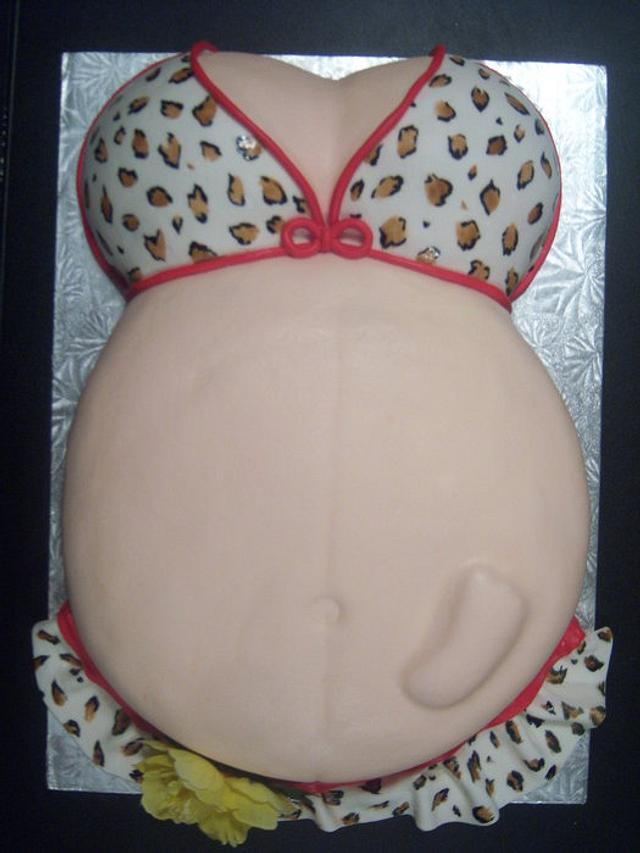animal print belly cake....