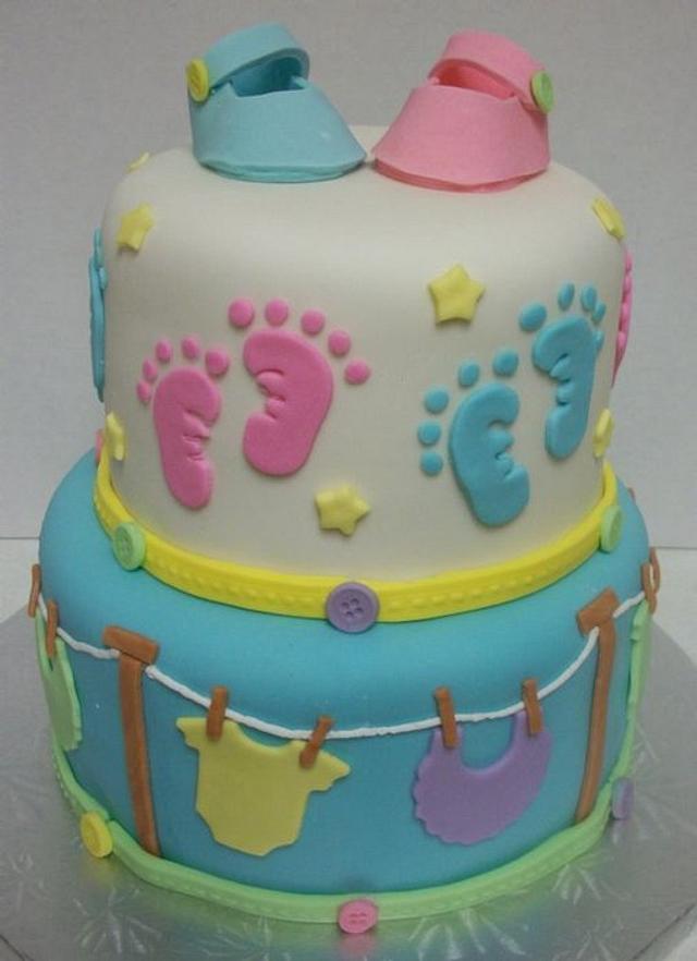 Baby Footprints Decorated Cake by Tracy's Custom Cakery CakesDecor