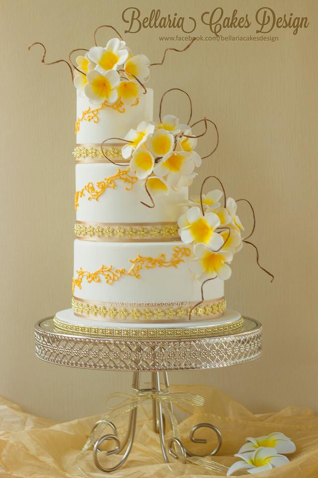Bali themed wedding cake
