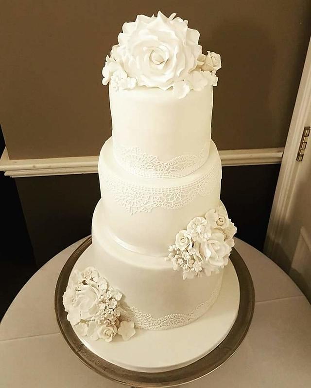 All White Wedding Cake - Decorated Cake by Cakes Glorious - CakesDecor