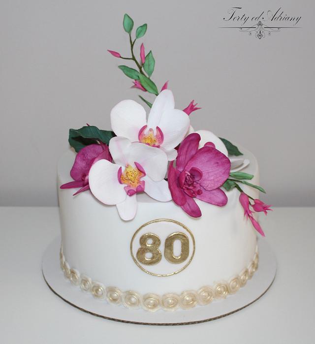 birthday cake with orchid - Decorated Cake by Adriana12 - CakesDecor