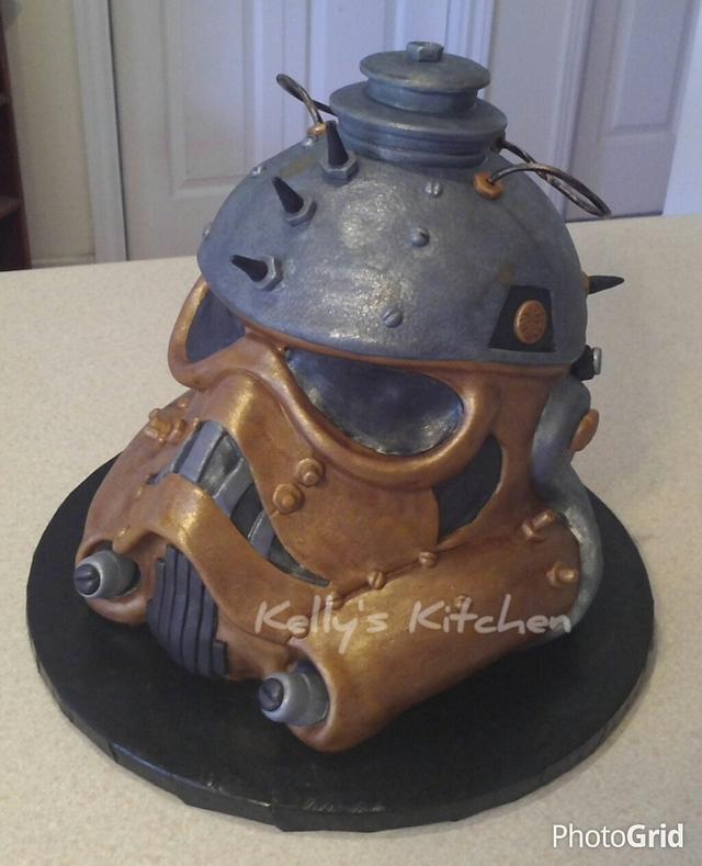 Steampunk storm trooper helmet - Cake by Kelly Stevens - CakesDecor