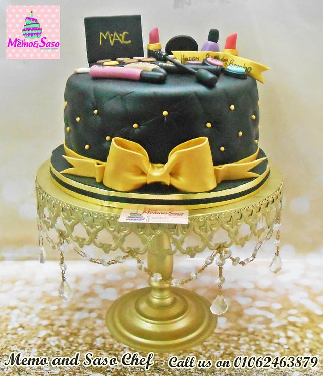 Black And Gold Make Up Cake Cake By Mero Wageeh Cakesdecor