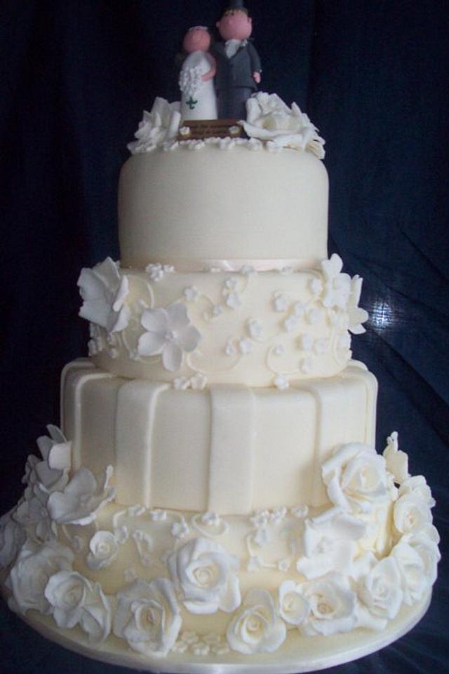 Ivory wedding, anniversary cake - Decorated Cake by Amy - CakesDecor