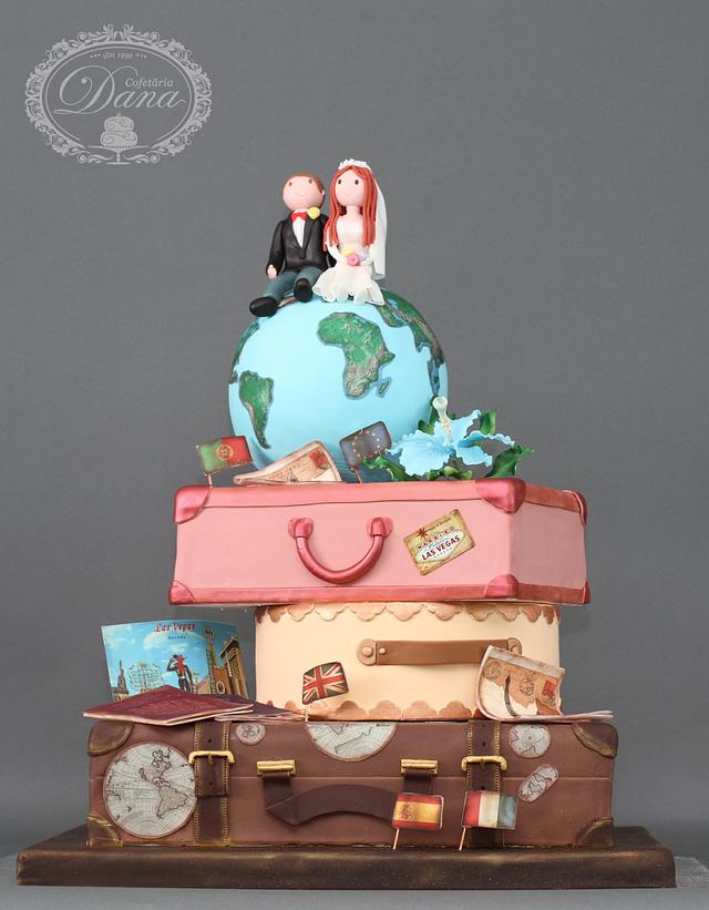 travel inspired wedding cakes