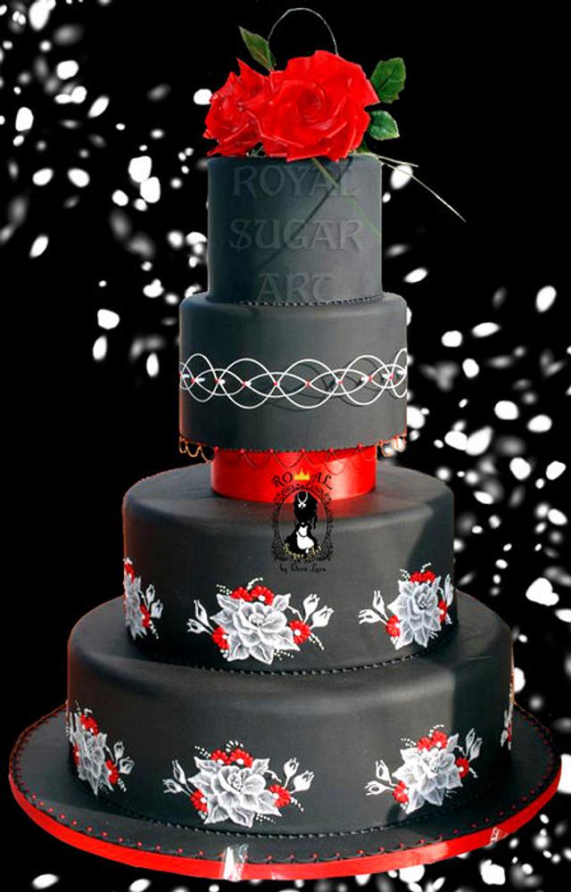 Black&Red Wedding Cake cake by ARISTOCRATICAKES cake