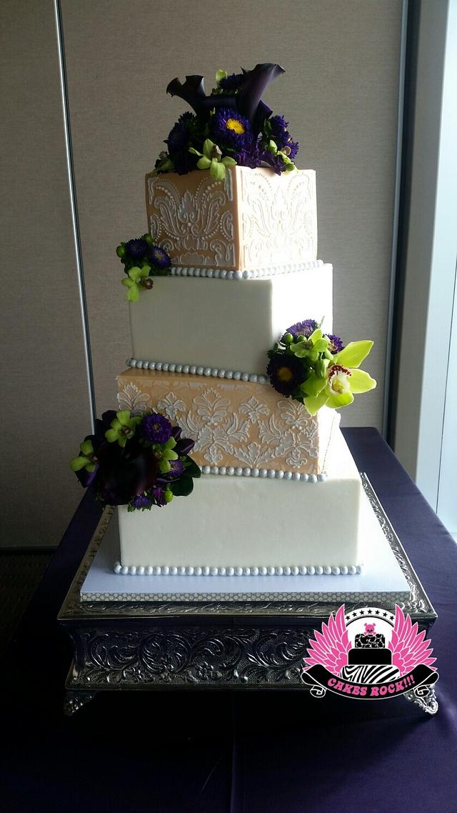 Offset Square Wedding Cake - Decorated Cake by Cakes - CakesDecor