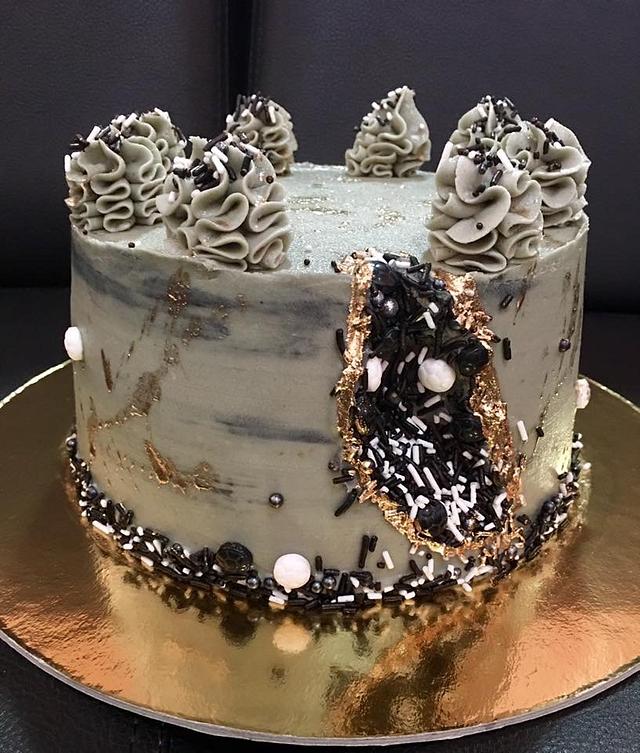 Buttercream Fault Line Sprinkle cake - Decorated Cake by - CakesDecor