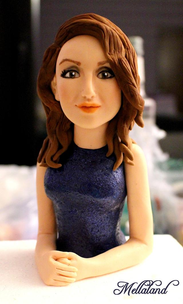 "Girl in a blue dress" cake topper